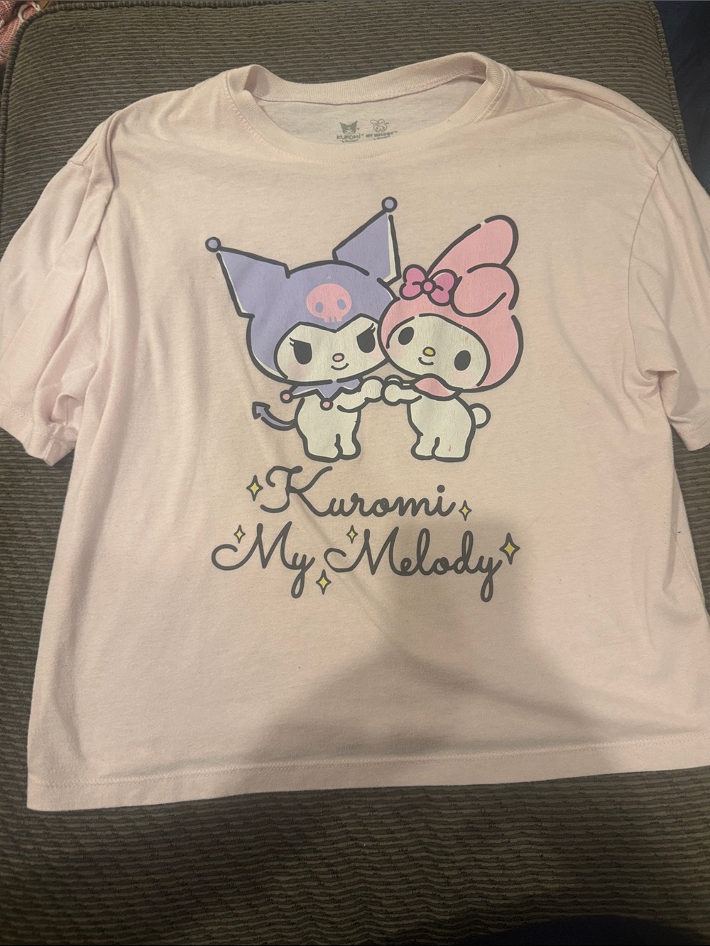 Sanrio Kuromi & My Melody Pale Pink Short Sleeve Tee